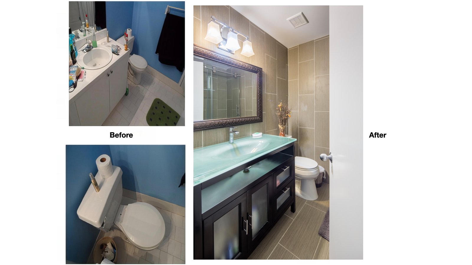 Single sink bathroom vanity installation